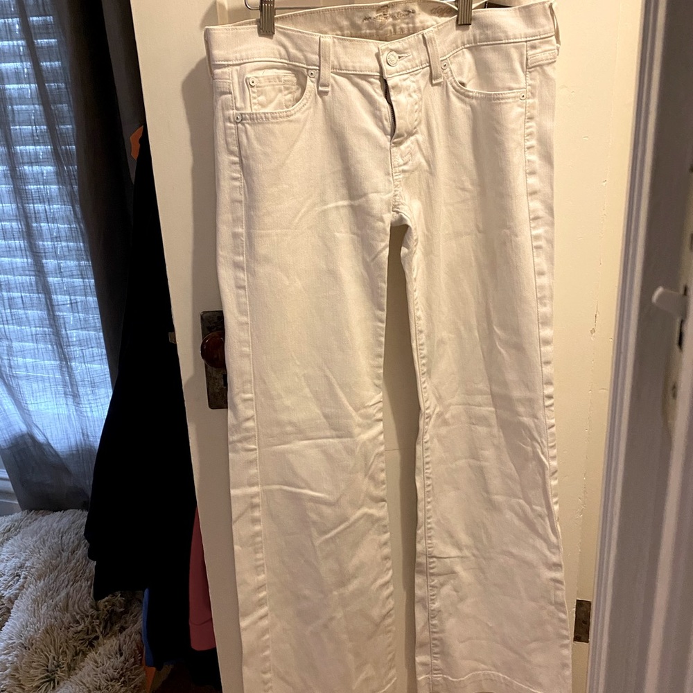 7 for All Mankind low-rise, vintage white flares